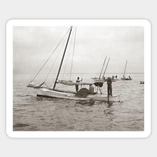 Oyster Boats, 1903. Vintage Photo Sticker